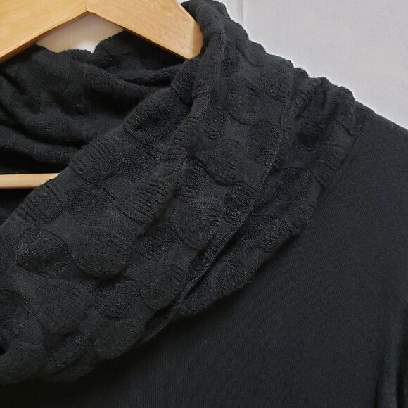 Cyrus Sweater Womens L Black Lyocell Silk Textured Stretch Knit Cowl Witchy Boho - Picture 3 of 9